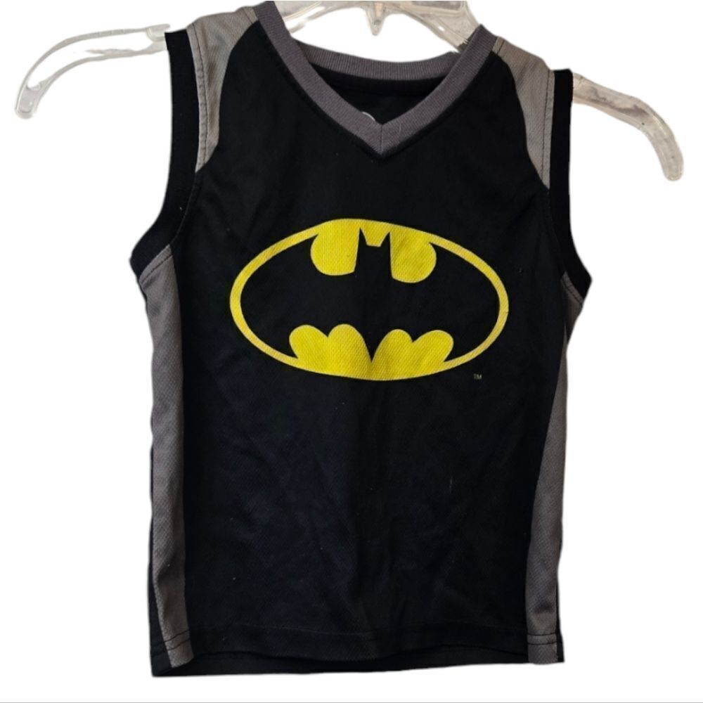 Boys Batman Jersey Mesh Tank Top Black Sleeveless Tee DC Comics XS 4 Toddler Kid